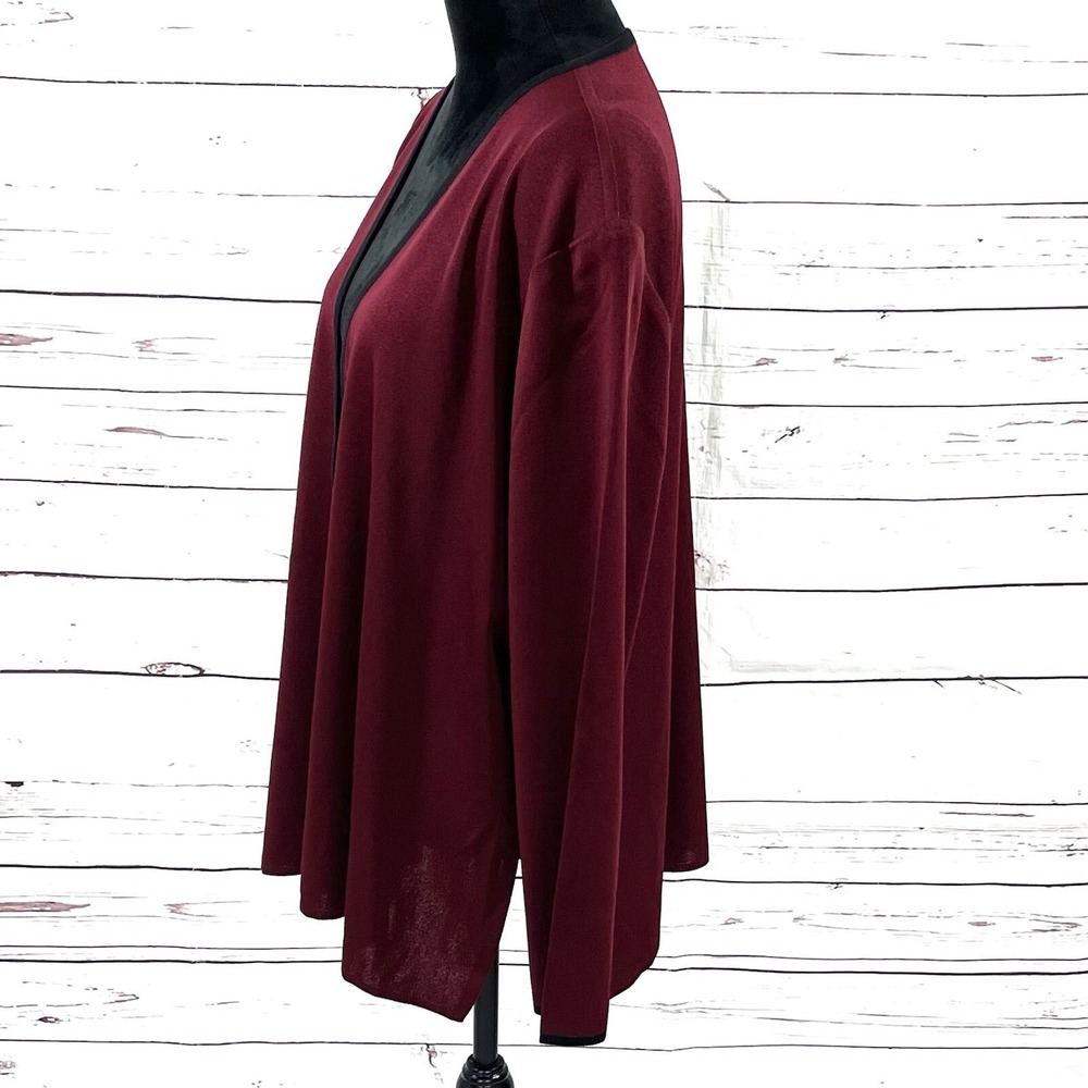 Exclusively Misook Women's Open Knit Cardigan Burgundy Petite Plus Size 3P NWT - Picture 5 of 12